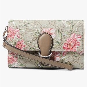 NWOT • Nine West Floral Print Clutch in Pink and Tan